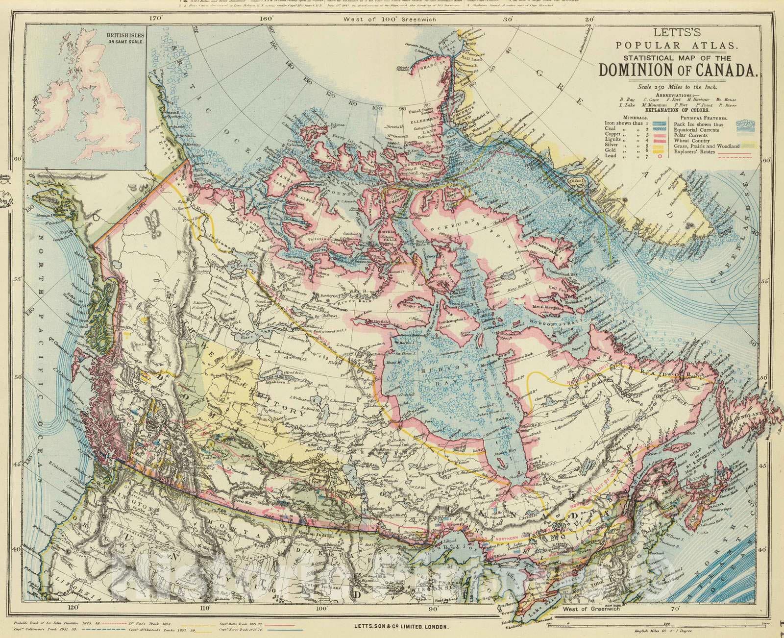 Historic Map : 1883 Canada. - Vintage Wall Art