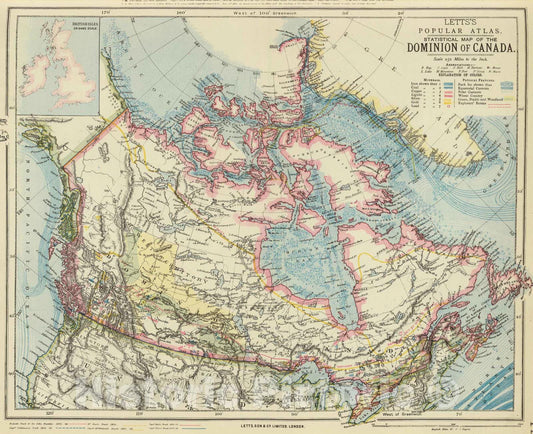 Historic Map : 1883 Canada. - Vintage Wall Art