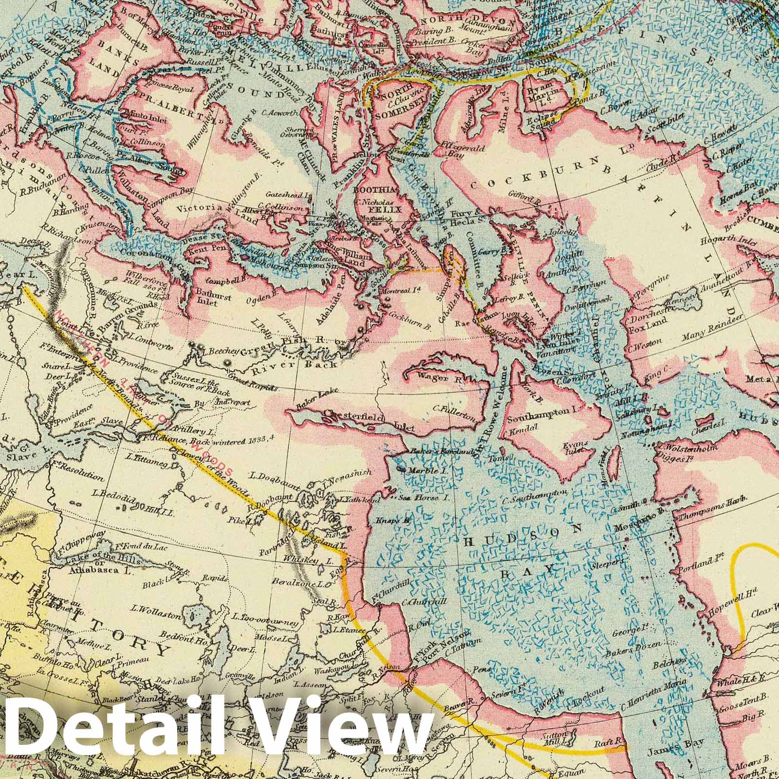 Canada - River Map, 1883 - Hand-Colored Historical Map Print