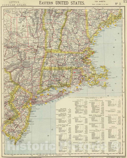 Historic Map : 1883 E. United States 2. - Vintage Wall Art