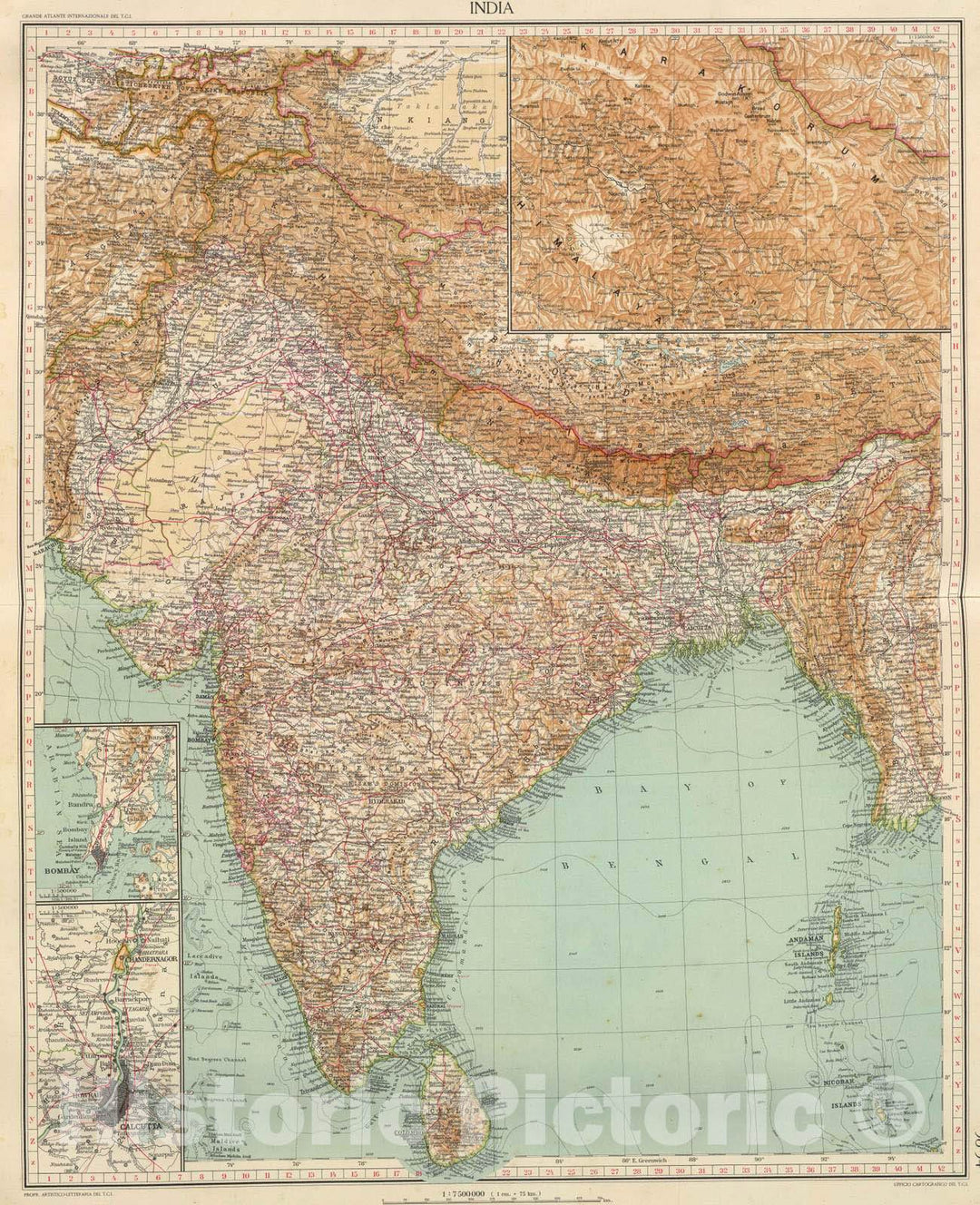 Historic Map : 1929 93-94. India. - Vintage Wall Art