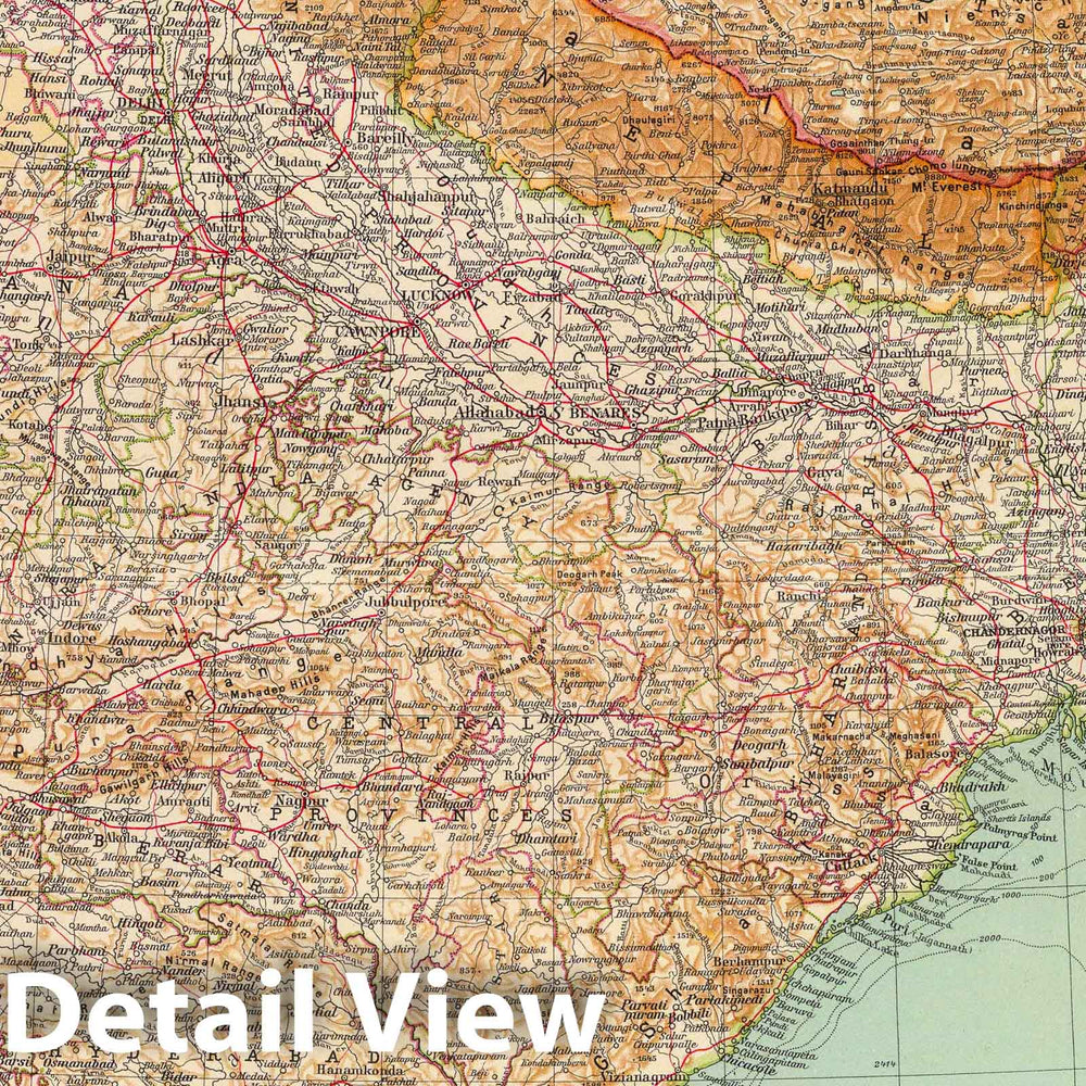 Historic Map : 1929 93-94. India. - Vintage Wall Art