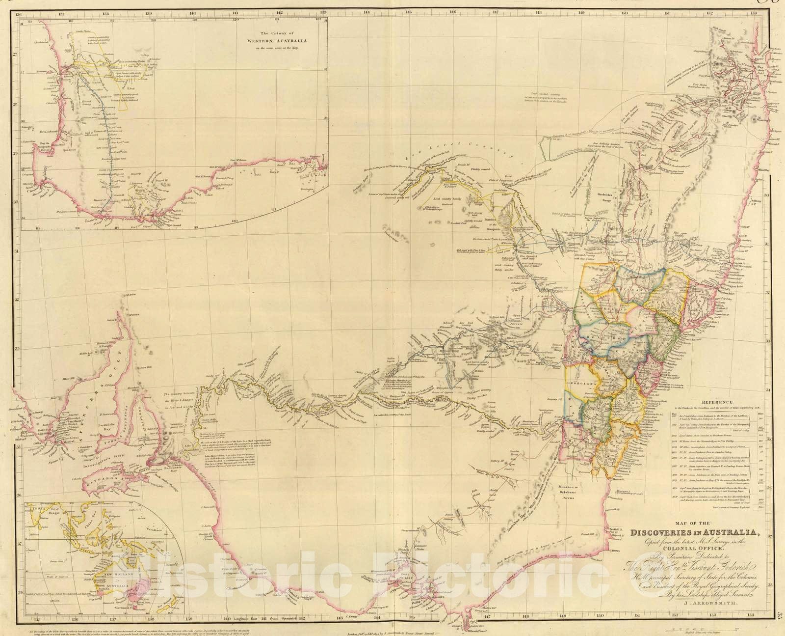 Historic Map : 1834 Australia. - Vintage Wall Art