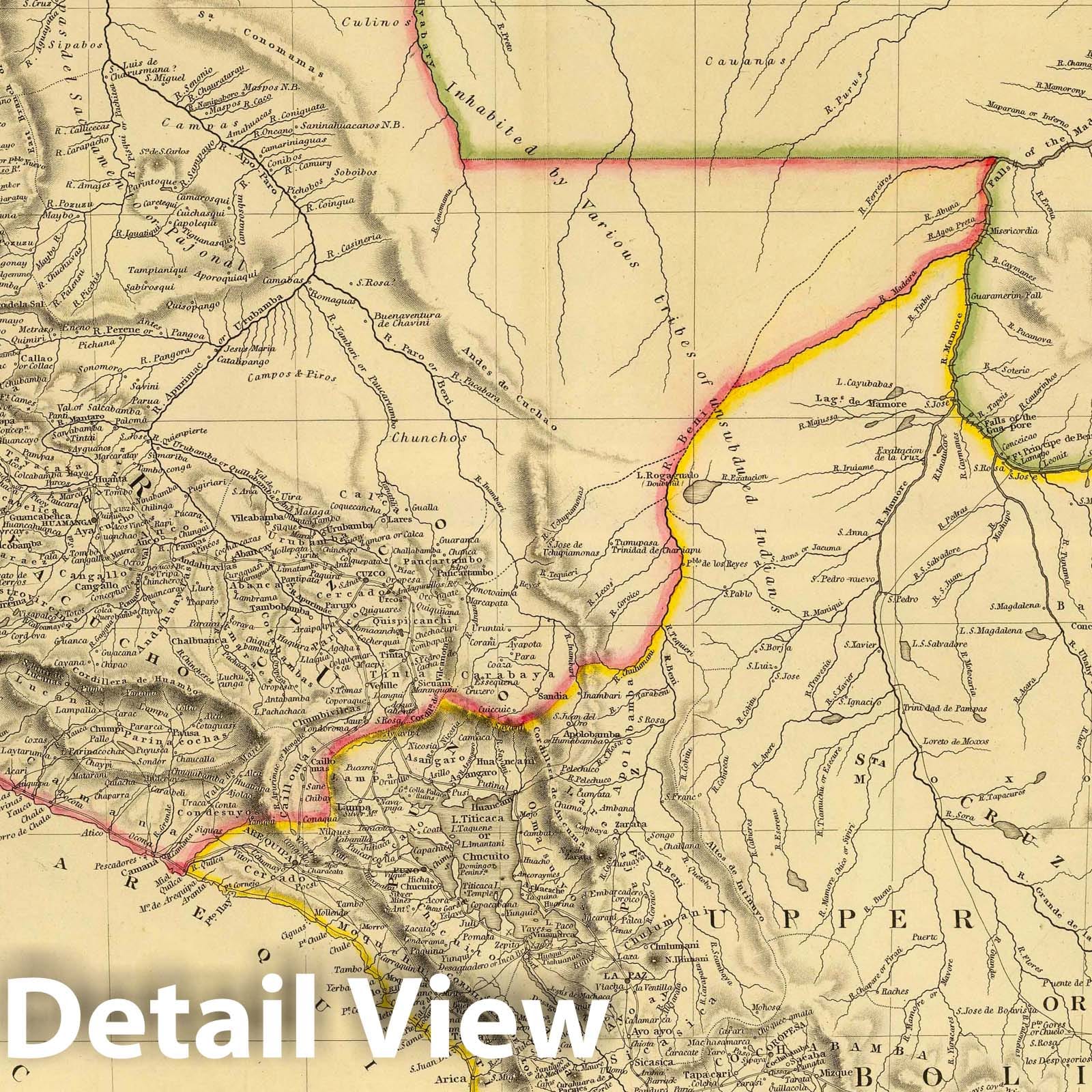 Historic Map : Bolivia; Peru, 1834 Peru, Bolivia. , Vintage Wall Art