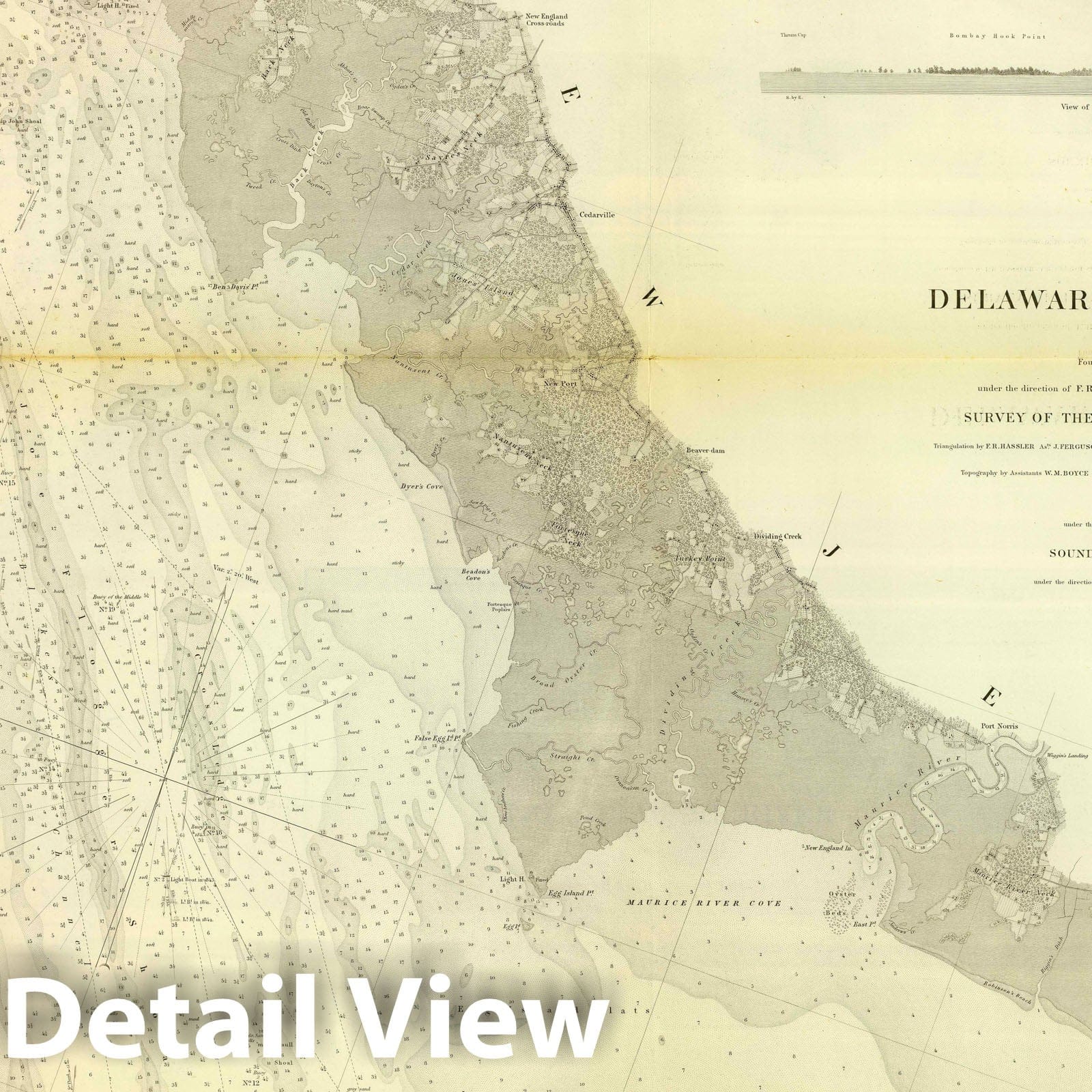 Delaware Bay and River - 1848 Nautical Chart (Sheet 2) Historical Map Print