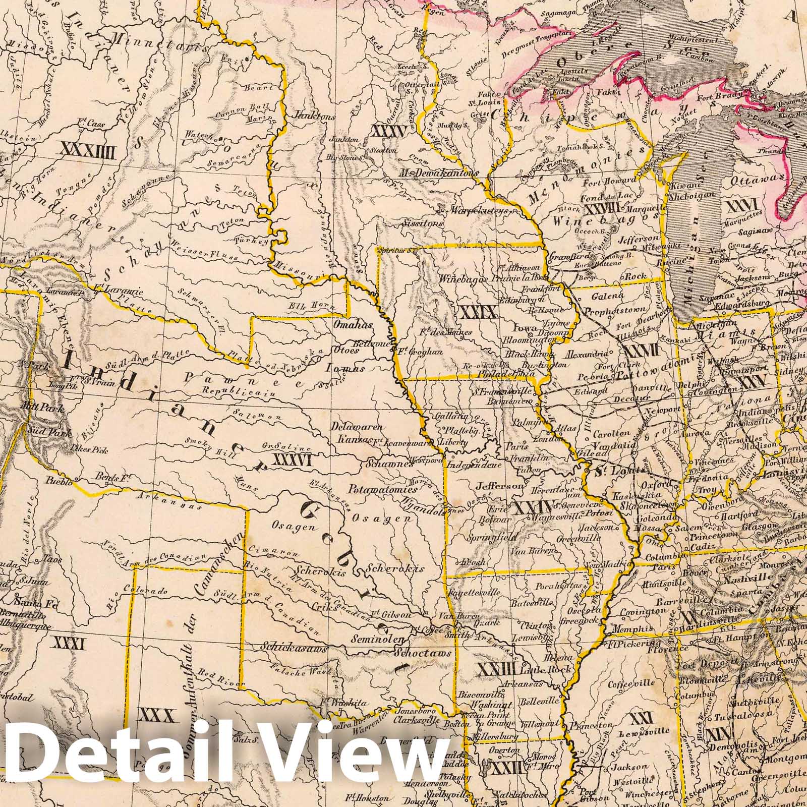 United States 1855 Historical Map Print - Hand-Colored Lithograph