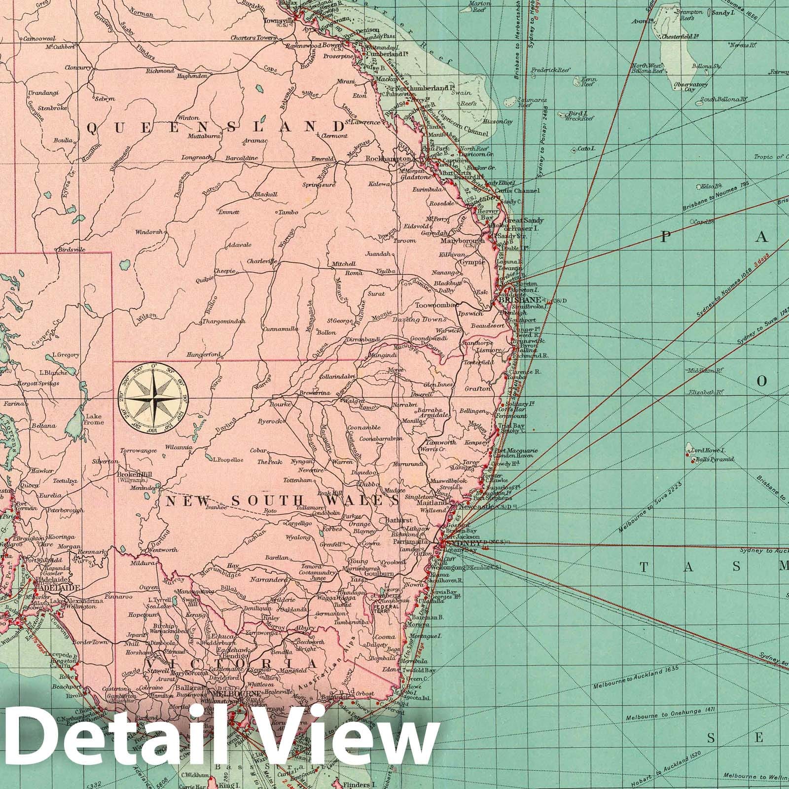 Australia and New Zealand - Nautical Chart, 1922 - Historical Map Print