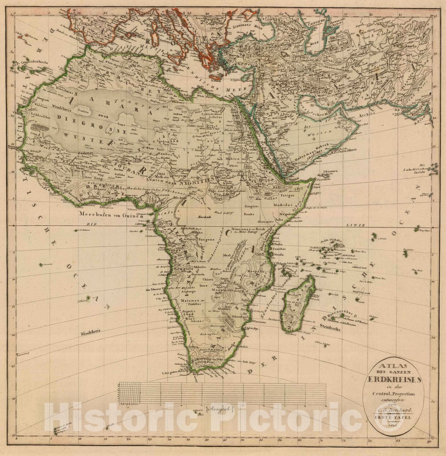 Historic Map : 1803 1. Atlas des ganzen Erdkreises. - Vintage Wall Art