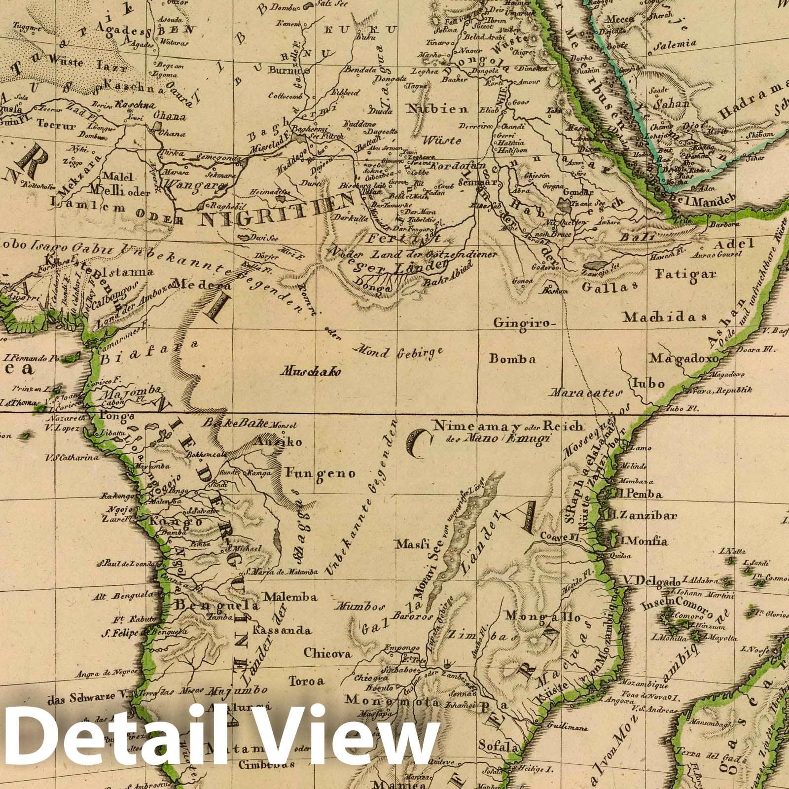 Africa and Asia - River Map, 1803 - Reichard Atlas Reproduction