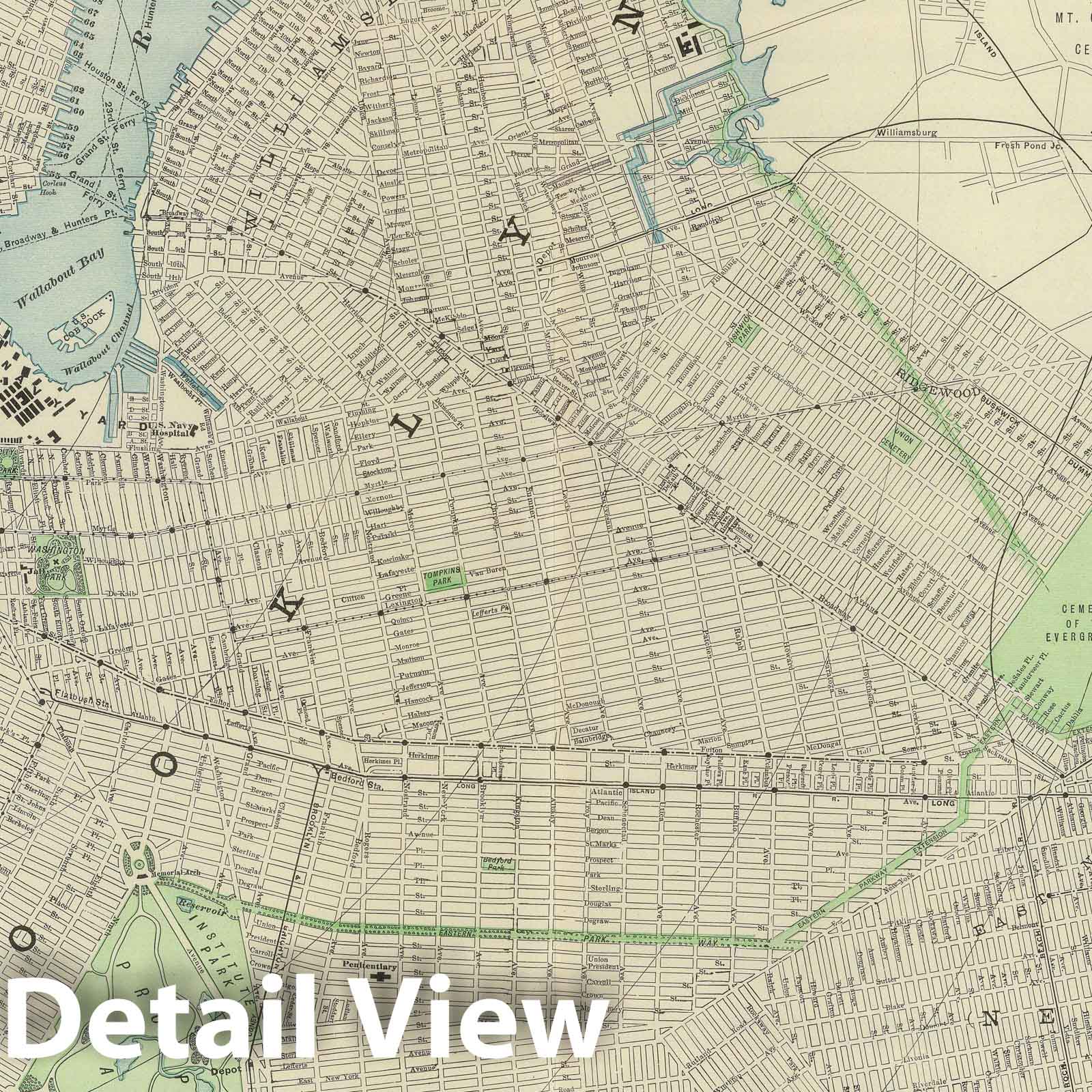 Brooklyn, New York - Railroad Map, 1903 - Historical Map Print