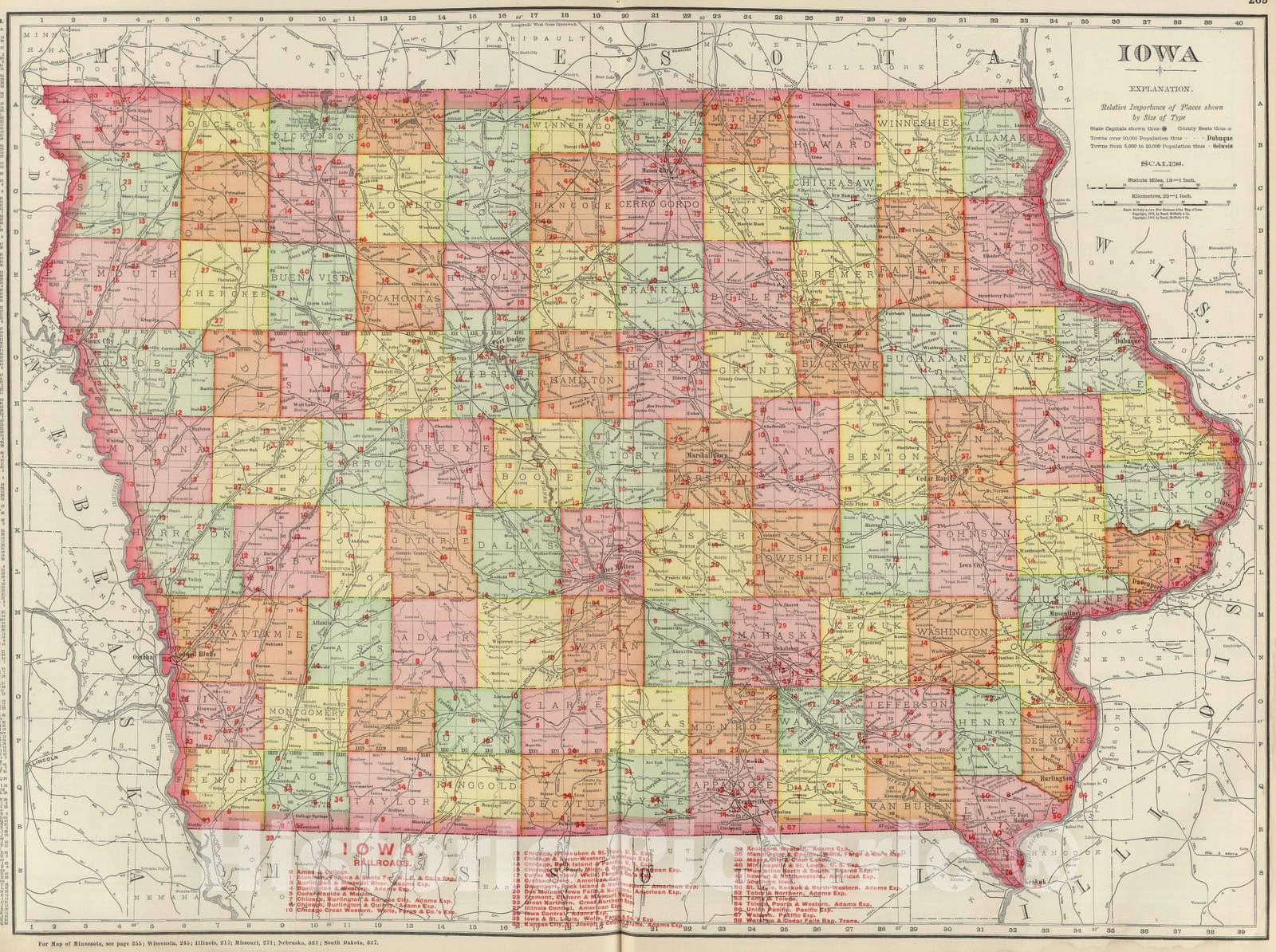 Historic Map : National Atlas - 1903 Iowa. - Vintage Wall Art