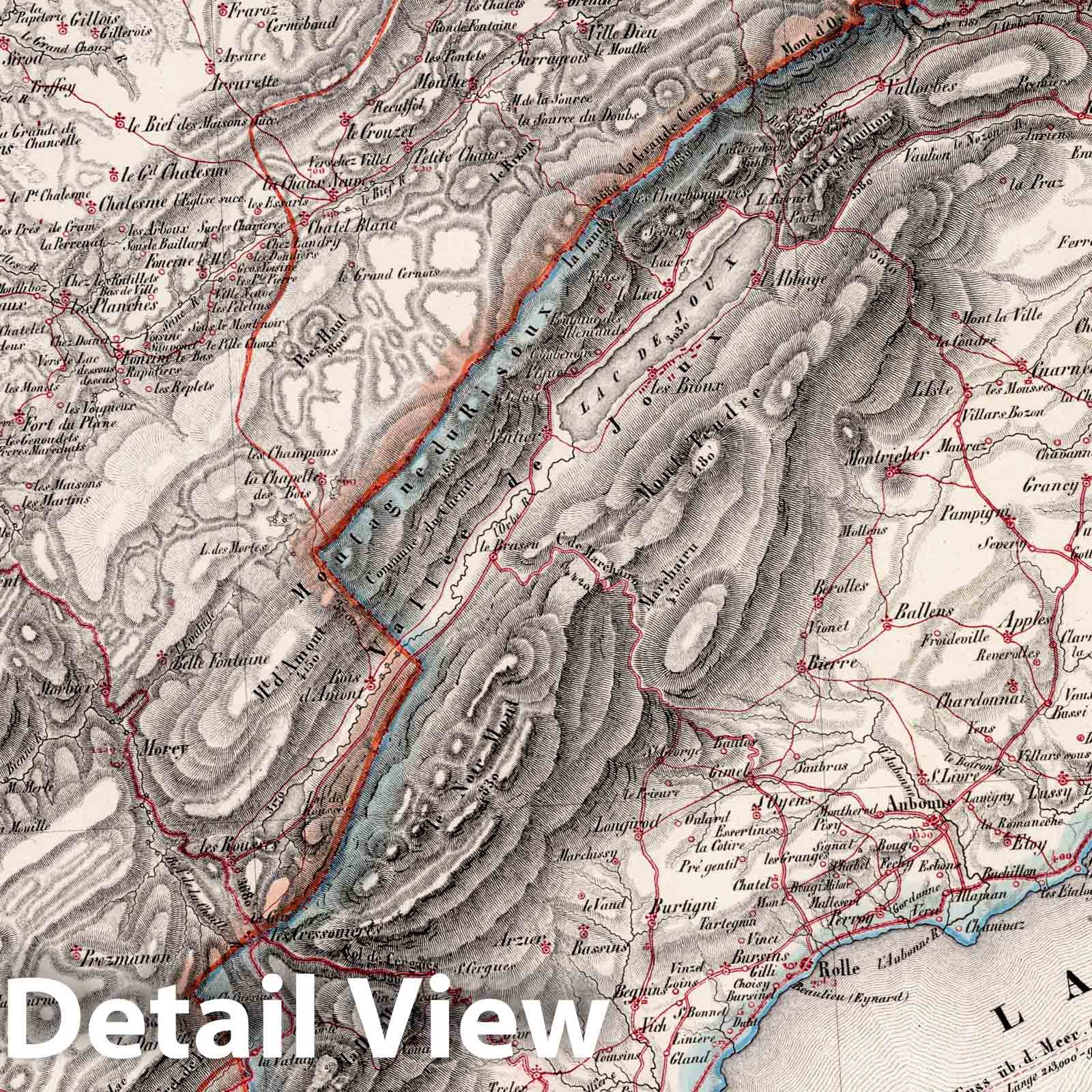 Lausanne - Road Map, 1835 - Historical Map Print