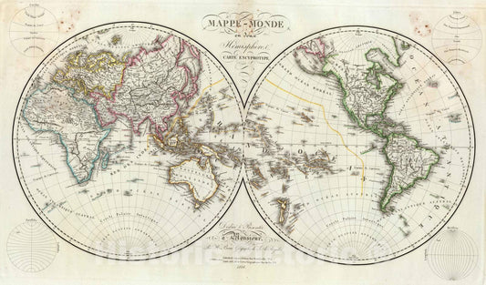 Historic Map : 1816 Mappe-Monde. v1 - Vintage Wall Art