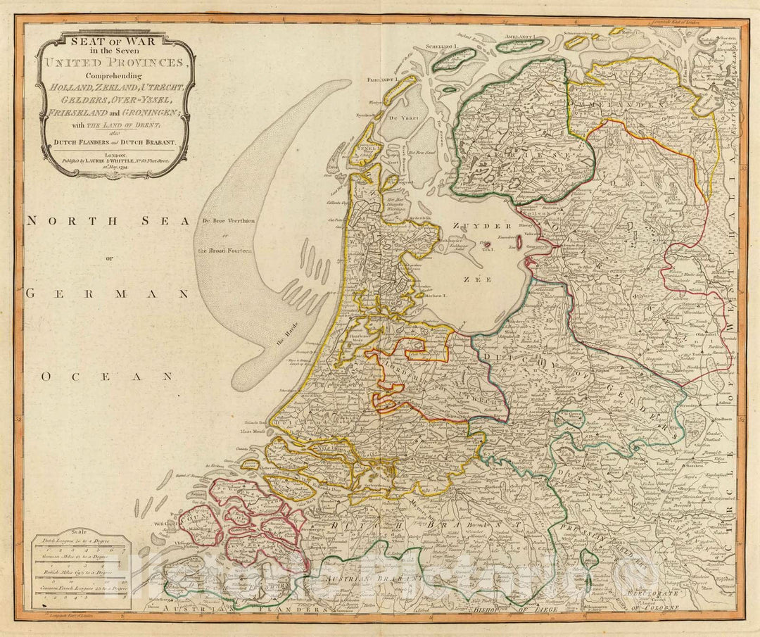 Historic Map : 1794 Seat of war United Provinces. - Vintage Wall Art