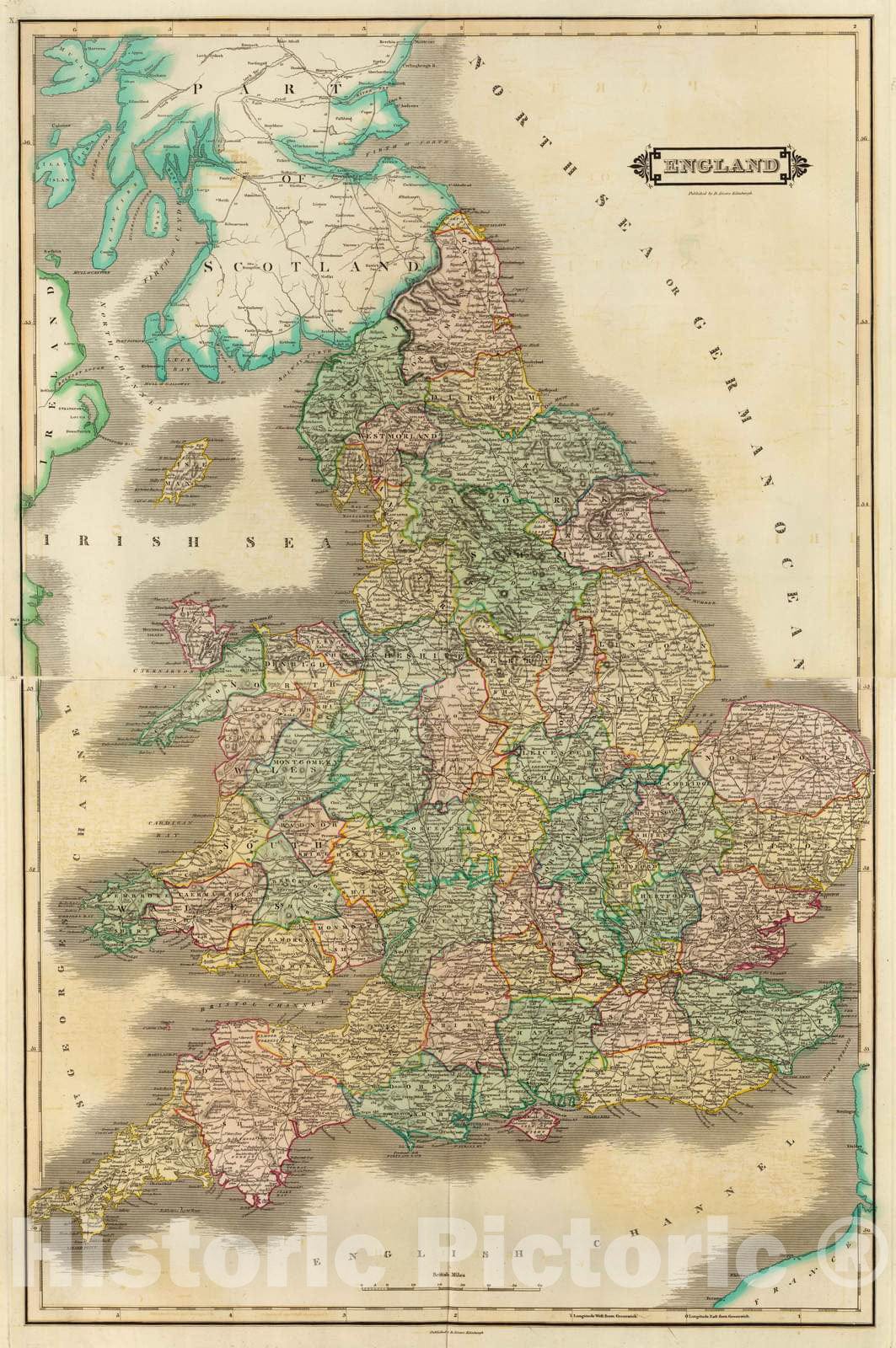 Historic Map : 1831 Composite: England, - Vintage Wall Art