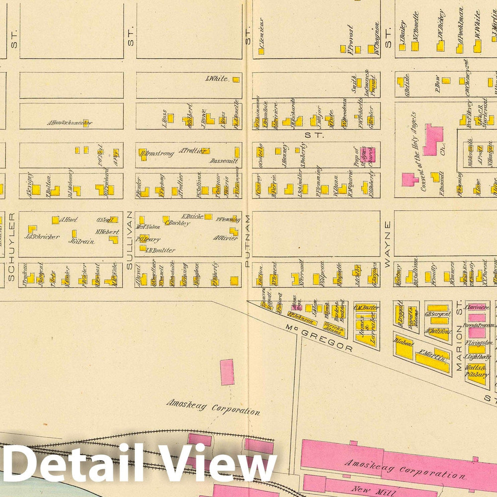 Historic Map : 1892 Manchester, N.H, Ward 8-9. - Vintage Wall Art