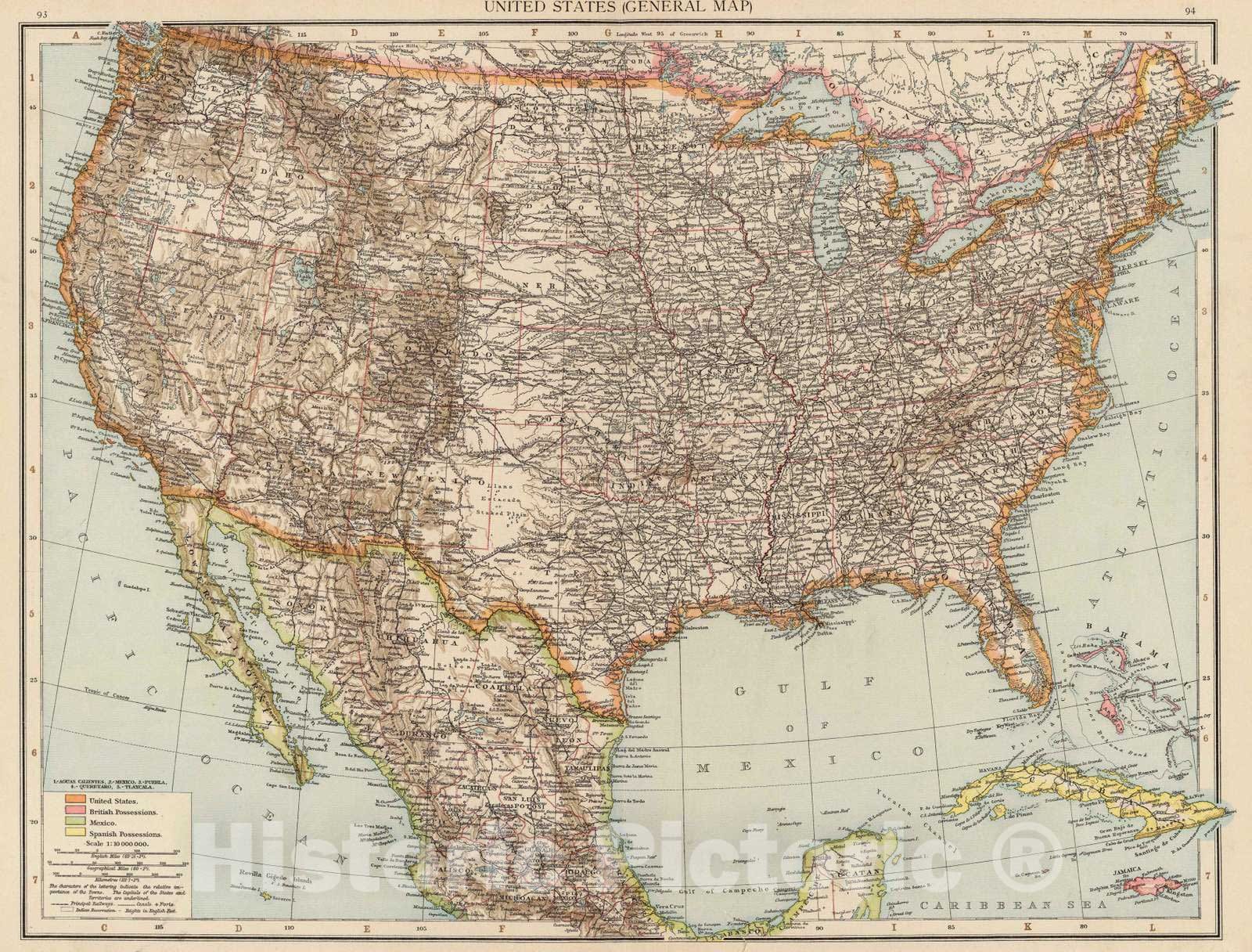Historic Map : 1895 United States : Vintage Wall Art