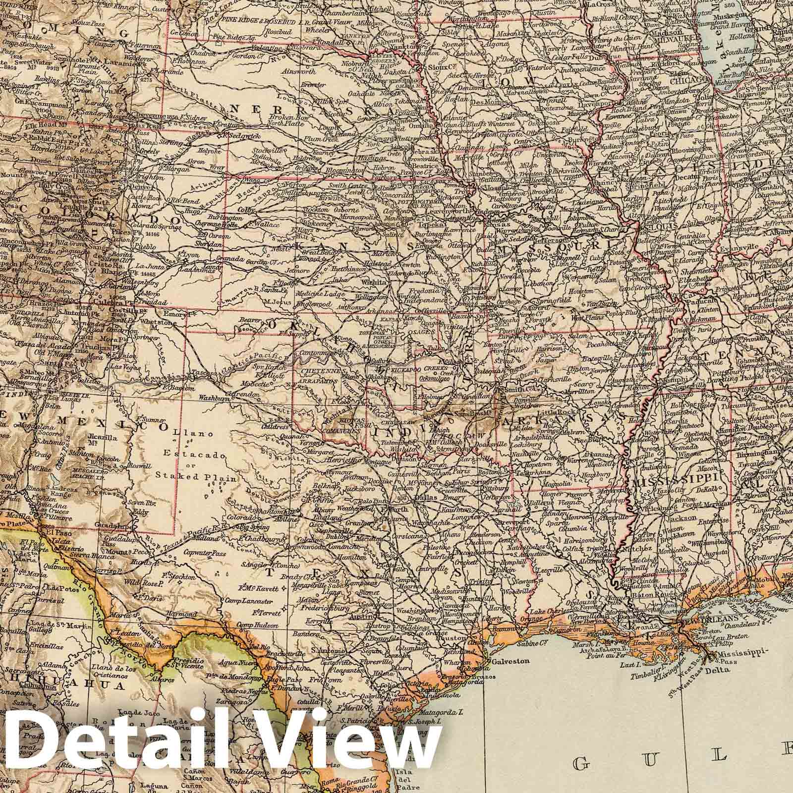 United States - Railroad Map, 1895 - Historical Map Print