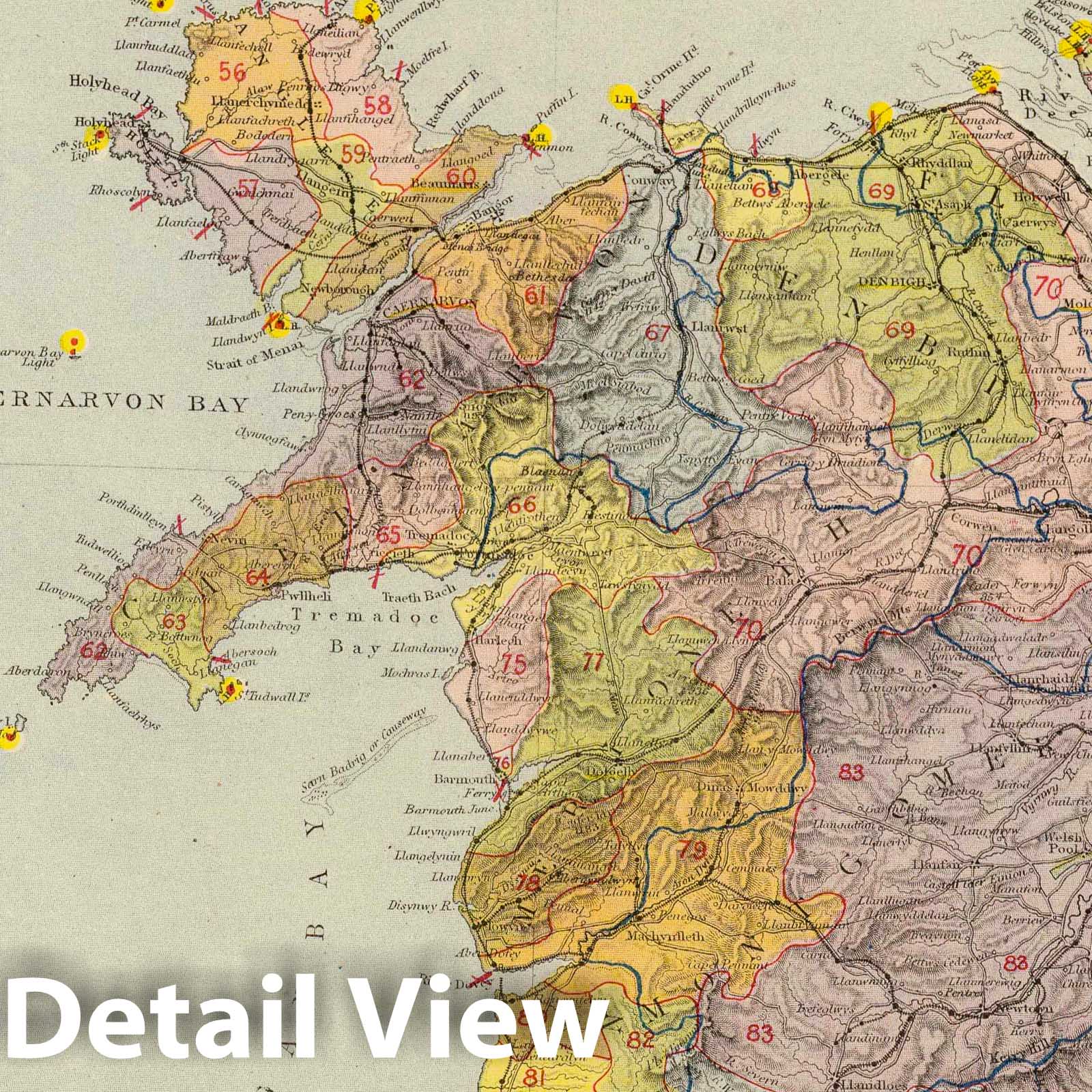 England and Wales Watersheds - No. 3, 1883 Historical Map Print