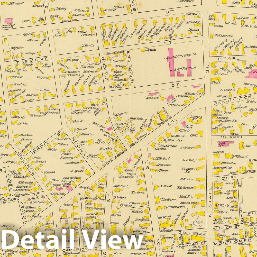 Historic Map : 1892 Concord, Ward 4. - Vintage Wall Art