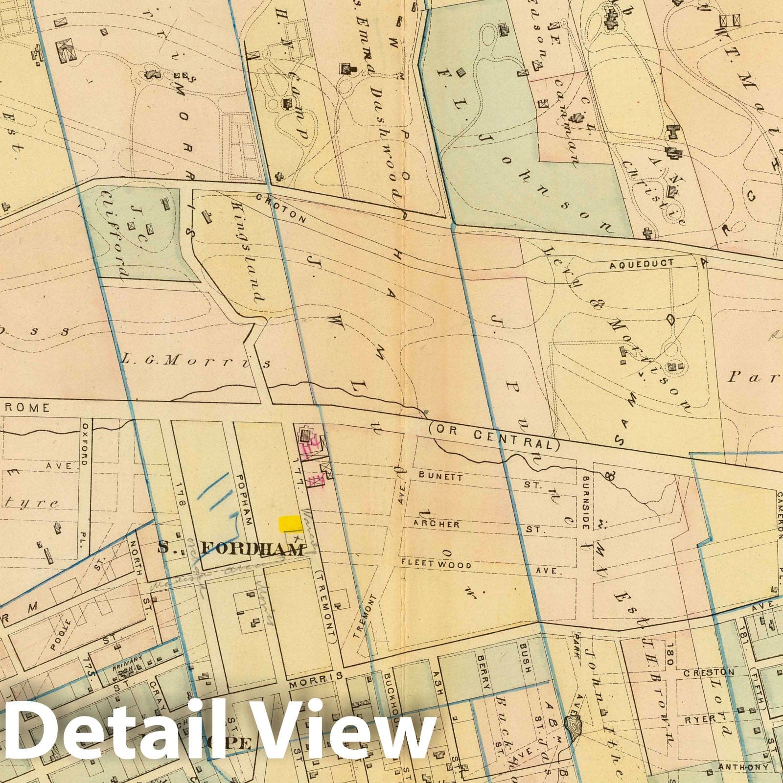 Ward 24, Bronx, New York - Railroad Map, 1879 - Bromley Atlas Print
