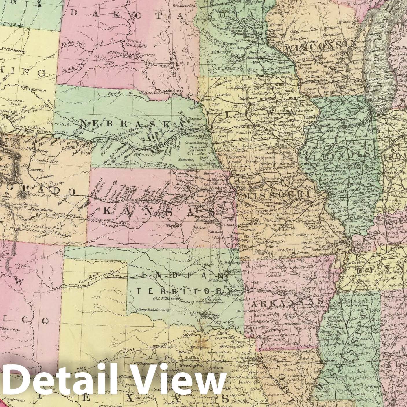 United States and Territories 1872 Historical Map Print