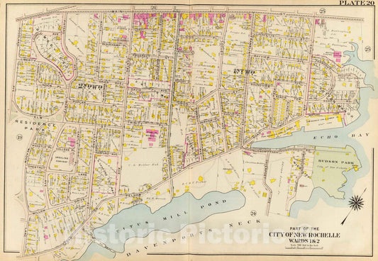 Historic Map : 1910 New Rochelle wards 1-2. - Vintage Wall Art