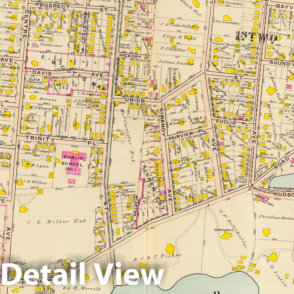 Historic Map : 1910 New Rochelle wards 1-2. - Vintage Wall Art