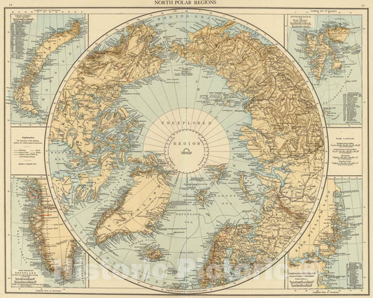 Historic Map : 1895 N. Polar Regions. - Vintage Wall Art
