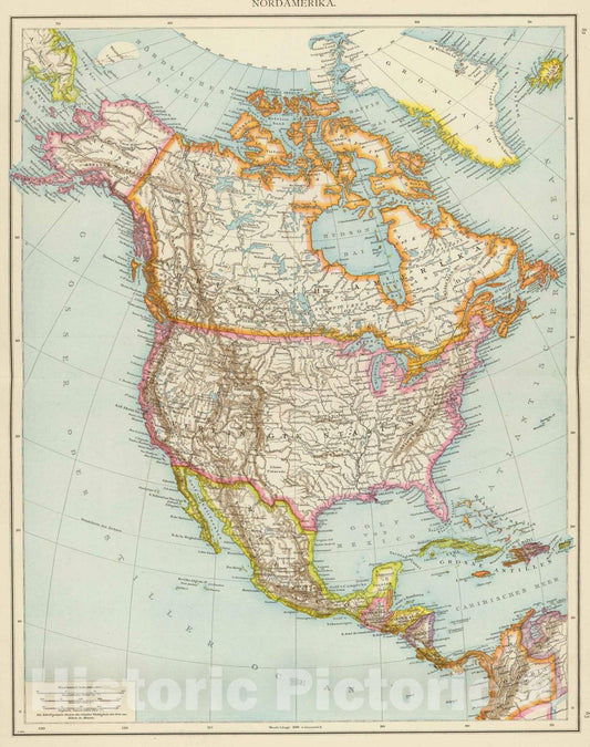 Historic Map : 1881 Nordamerika : Vintage Wall Art