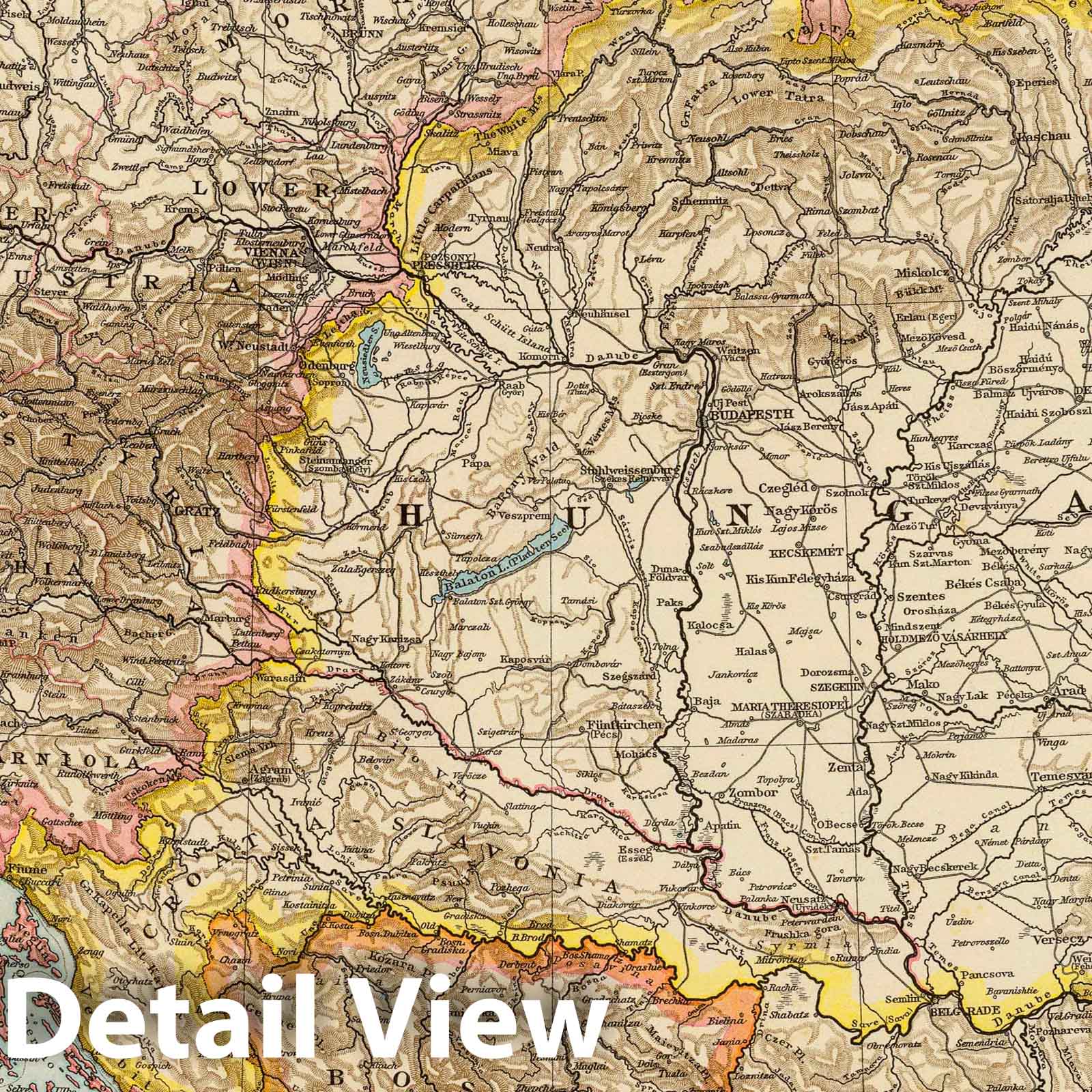 Austria-Hungary with Vienna and Environs - Railroad Map, 1895
