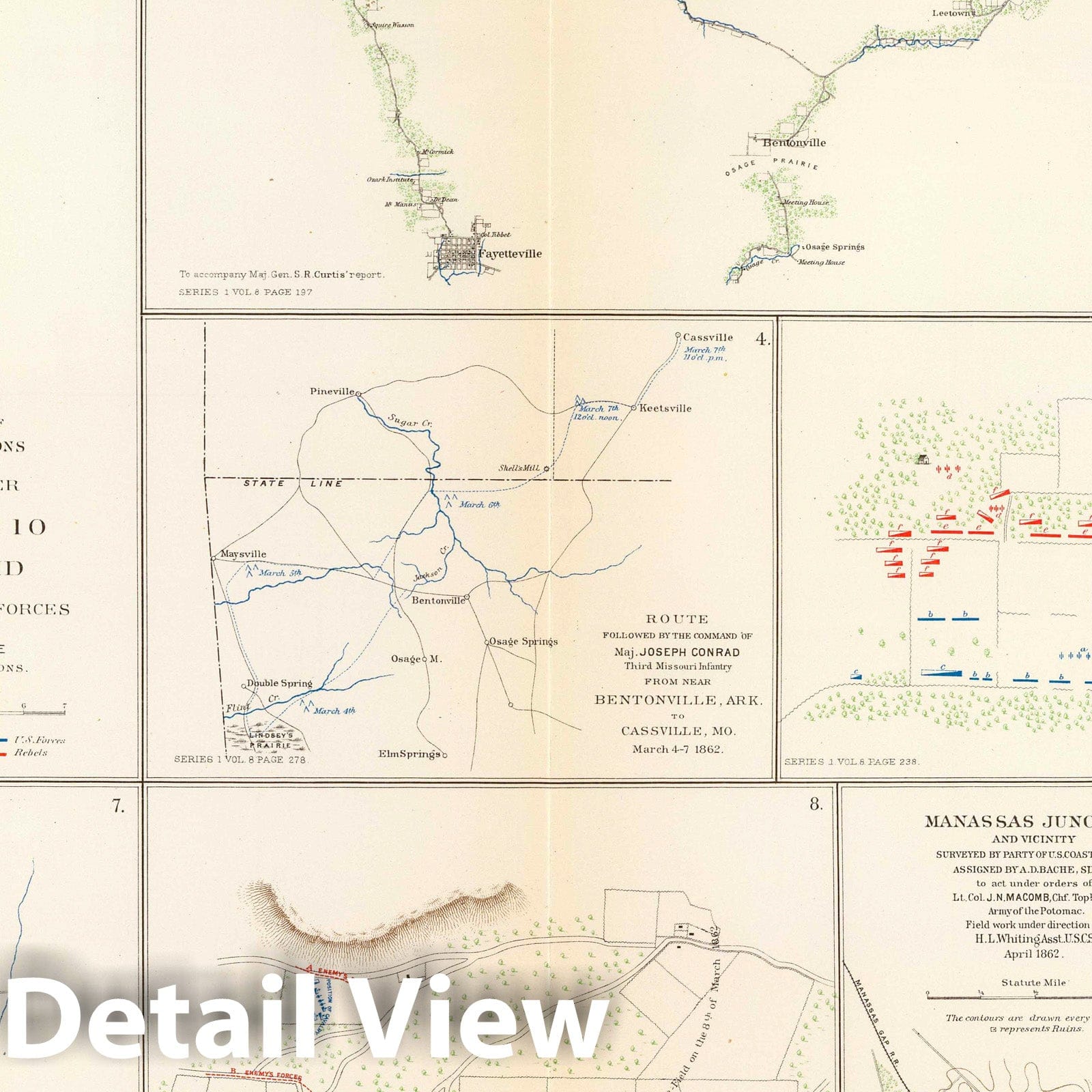 Civil War: Island No. 10, Pea Ridge, Shiloh - Military Map, 1895