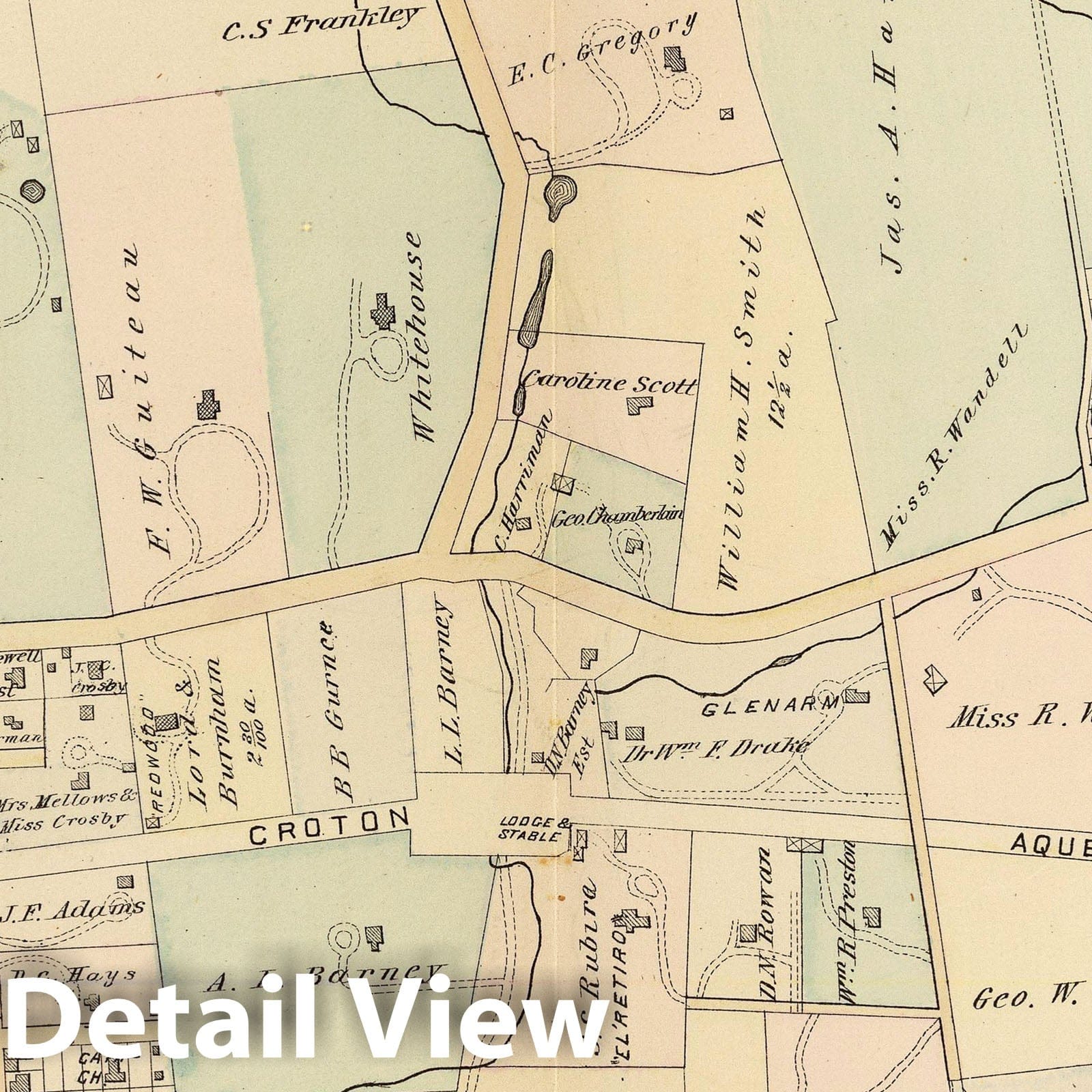 Irvington, New York - Railroad Map, 1881 - Westchester County Atlas Print