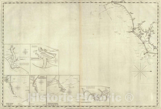 Historic Map : Chart Atlas - 1827 The Coast of The United States from New York to St. Augustine (3rd Sheet) - Vintage Wall Art
