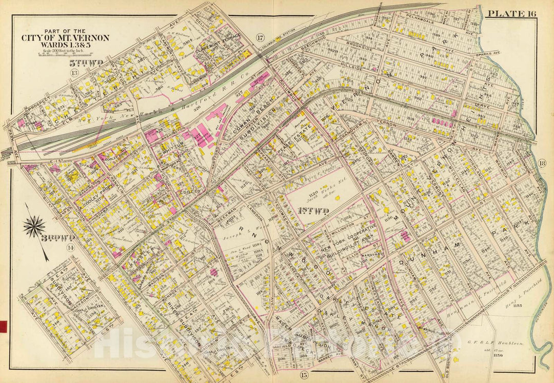 Historic Map : 1910 Mt. Vernon wards 1, 3, 5. - Vintage Wall Art