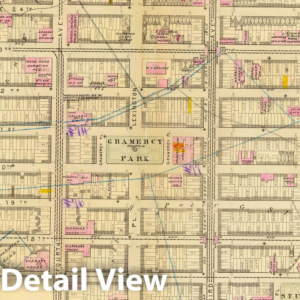 Historic Map : City Atlas - 1879 12. Ward 18. - Vintage Wall Art