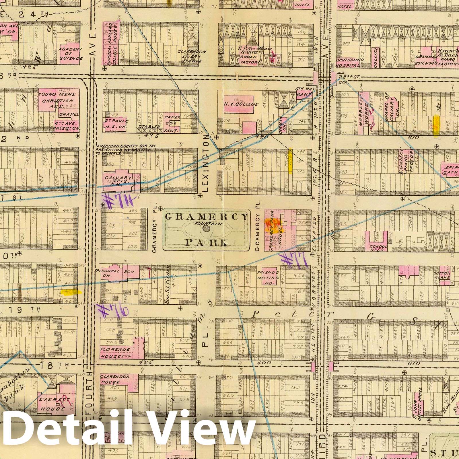 Ward 18, Manhattan, New York - Railroad Map, 1879 - Historical Map Print
