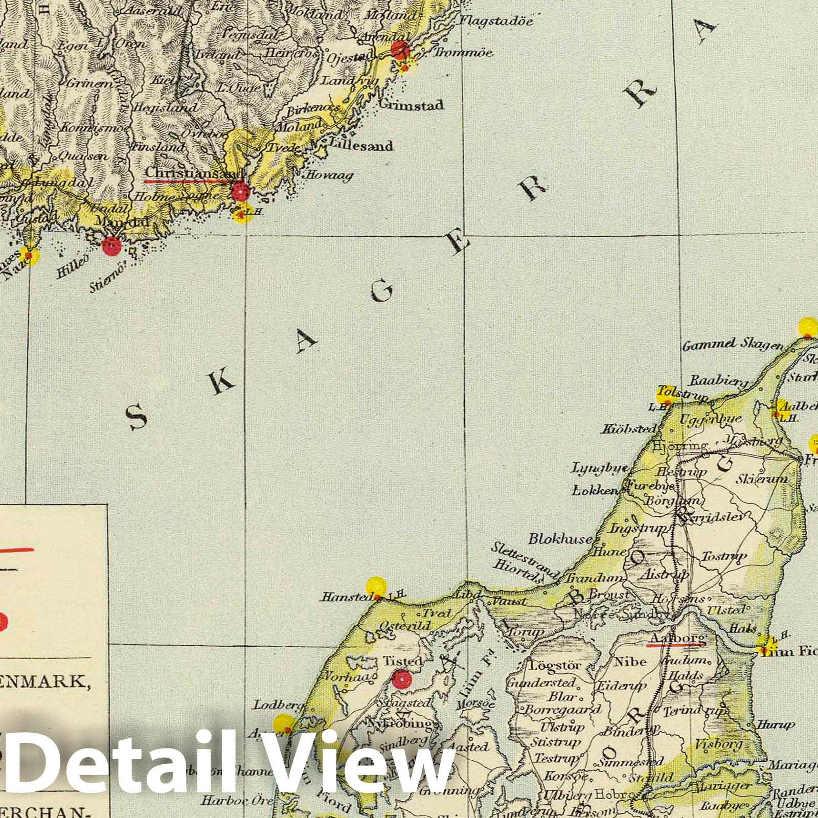 Denmark and Southern Norway - Railroad Map, 1883 - Letts's Atlas