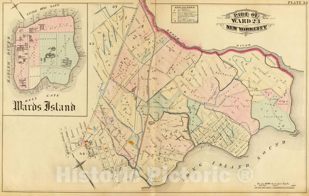 Historic Map : City Atlas - 1879 36. Ward 23. - Vintage Wall Art