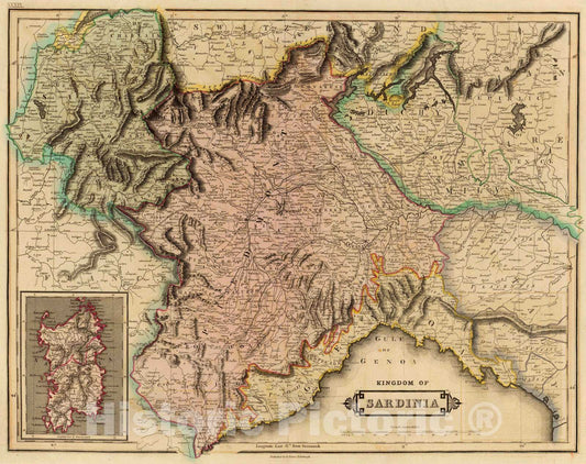 Historic Map : 1831 Kngdm. of Sardinia. - Vintage Wall Art