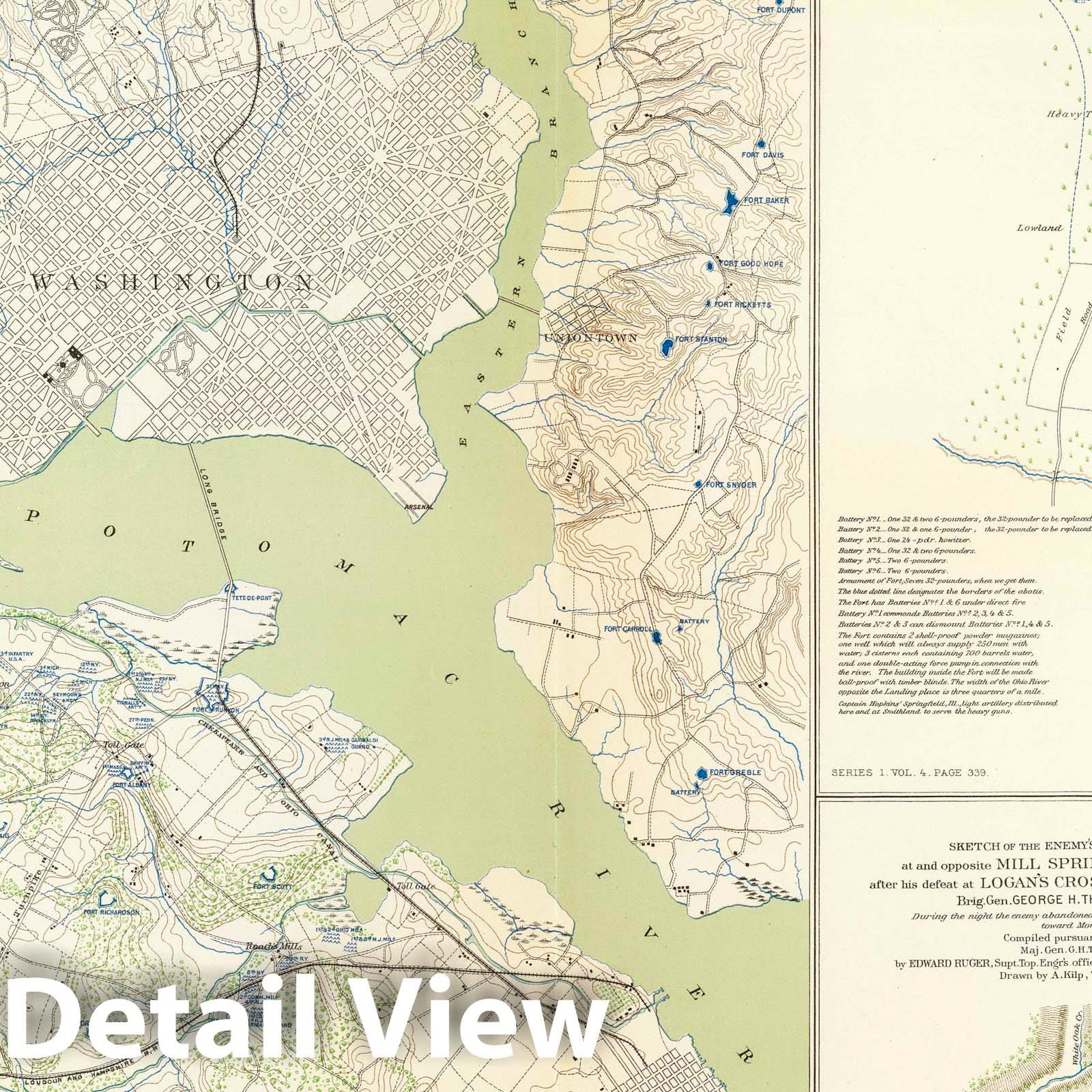 Civil War: Washington, Paducah, Logan's Cross-Roads, 1895 - Historical Map Print