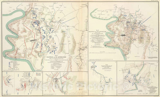 Historic Map : Military Atlas - 1895 Antietam, Suffolk, Gettysburg. - Vintage Wall Art