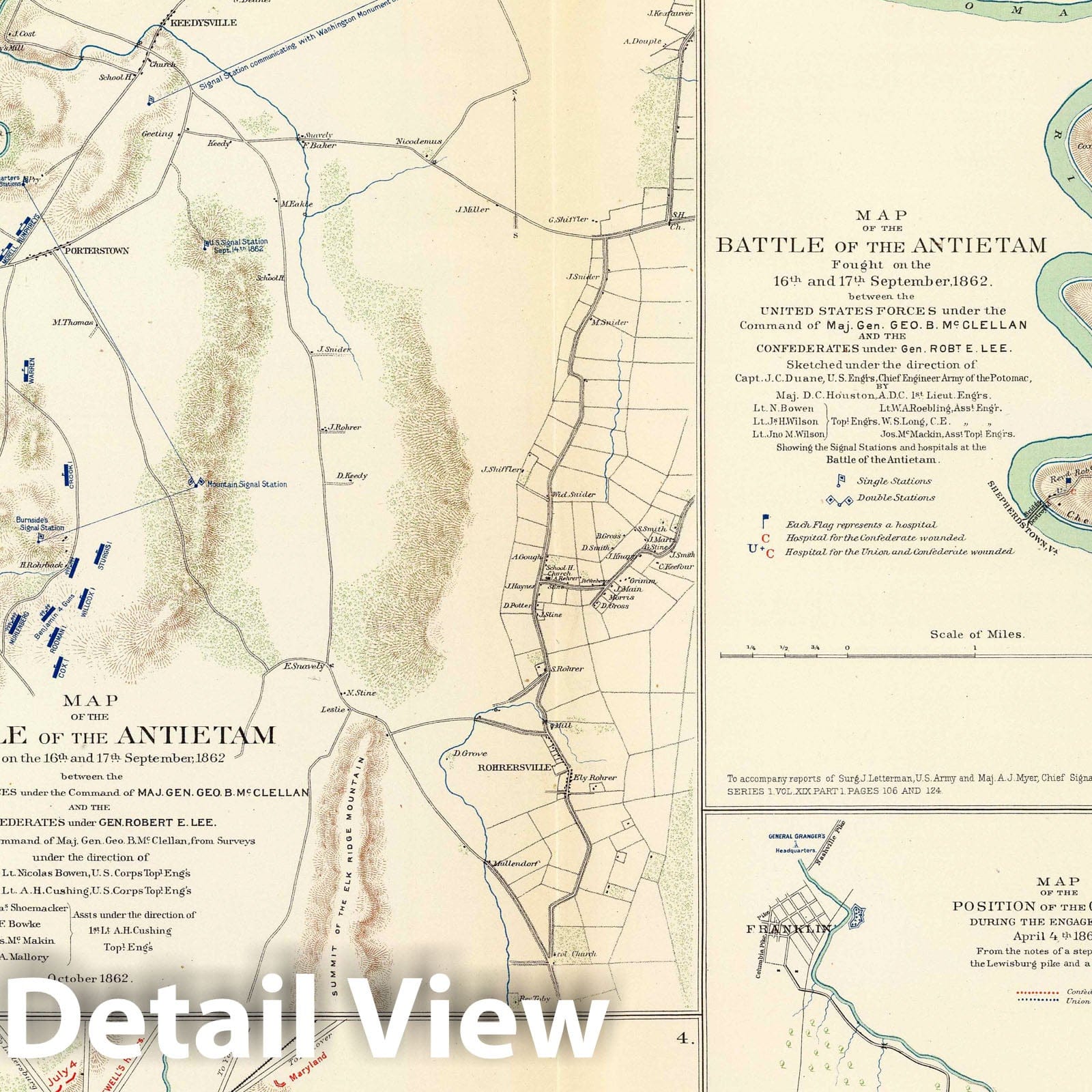 Civil War: Antietam, Gettysburg, Suffolk - Military Map, 1895 - Historical Map Print