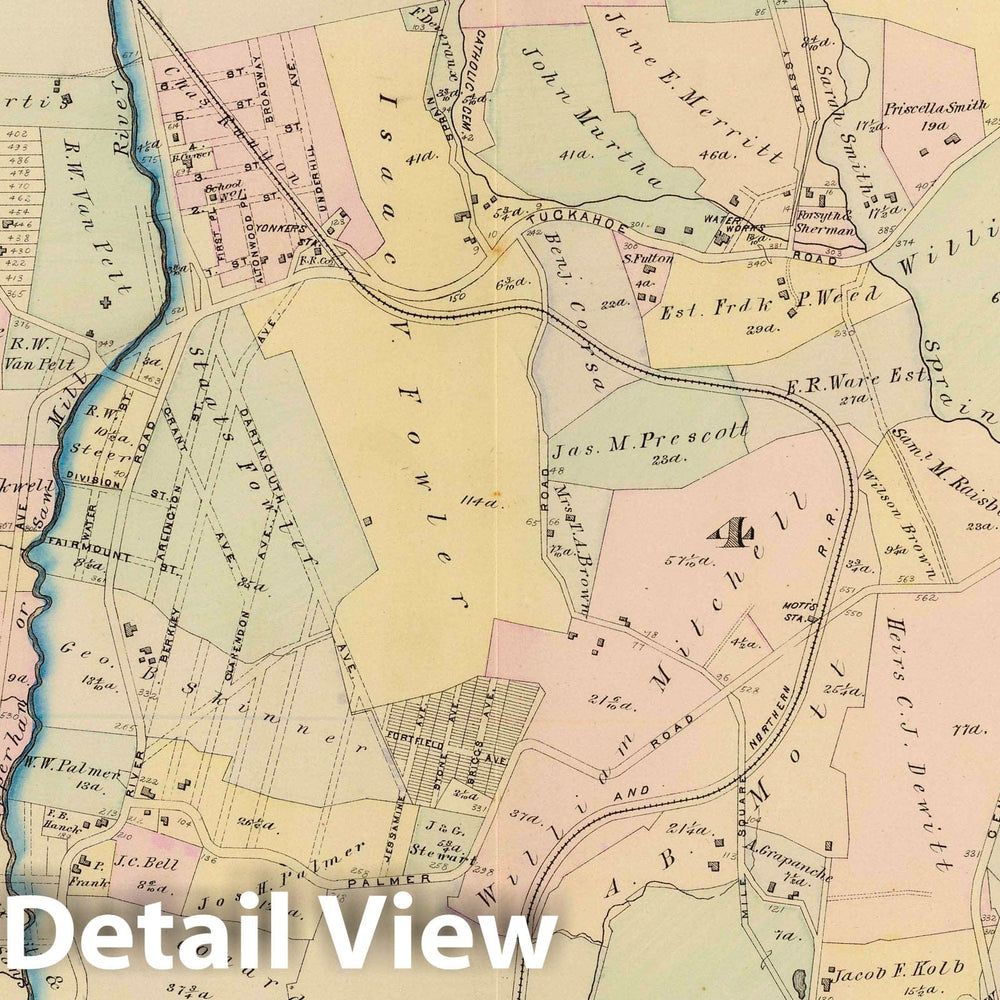 Historic Map : 1881 Yonkers wards 3-4, New York v2 - Vintage Wall Art