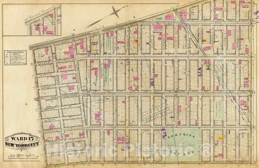 Historic Wall Map : City Atlas - 1879 8. Ward 17. - Vintage Wall Art
