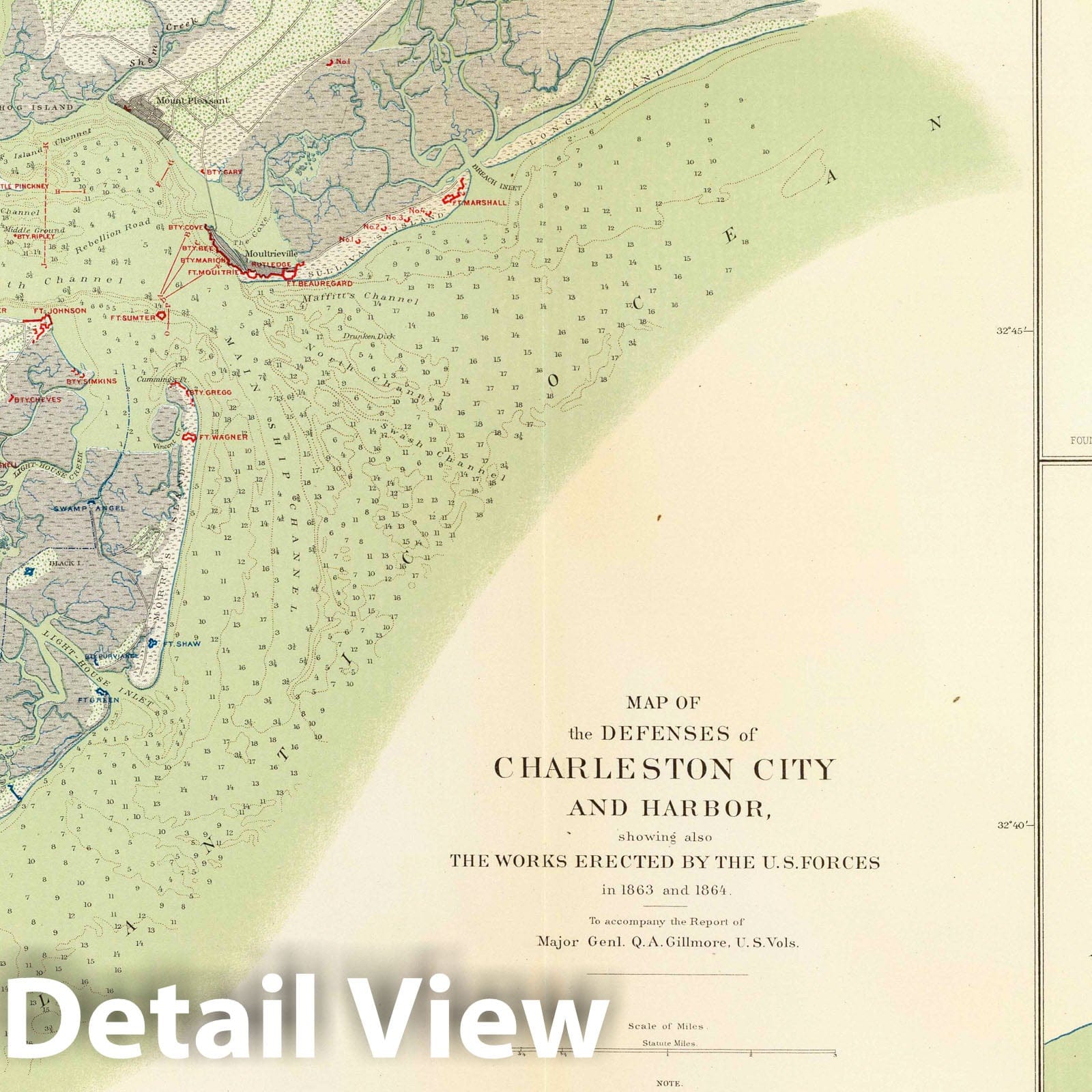 Civil War: Charleston and Belmont - Nautical Chart, 1895 - Historical Map Print