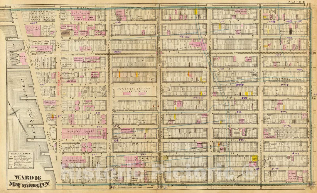 Historic Map : City Atlas - 1879 11. Ward 16. - Vintage Wall Art