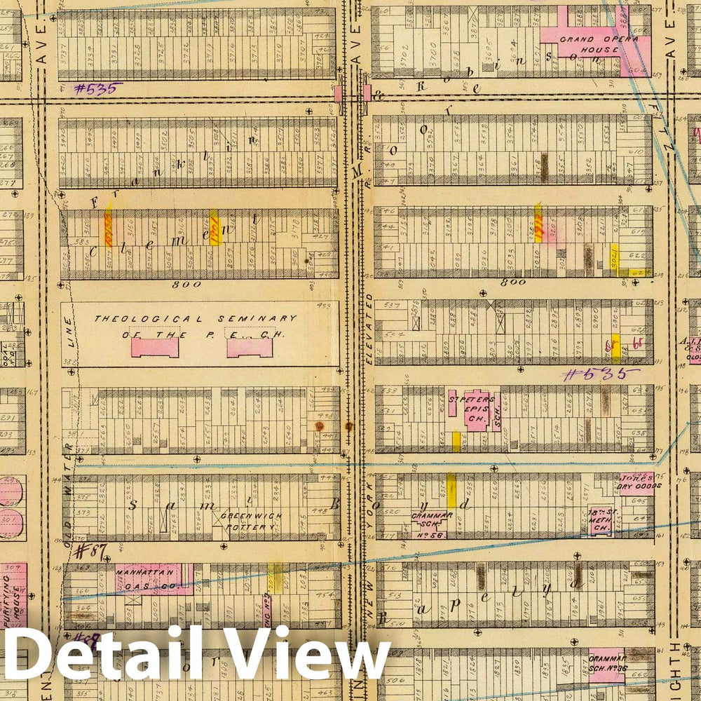 Historic Map : City Atlas - 1879 11. Ward 16. - Vintage Wall Art