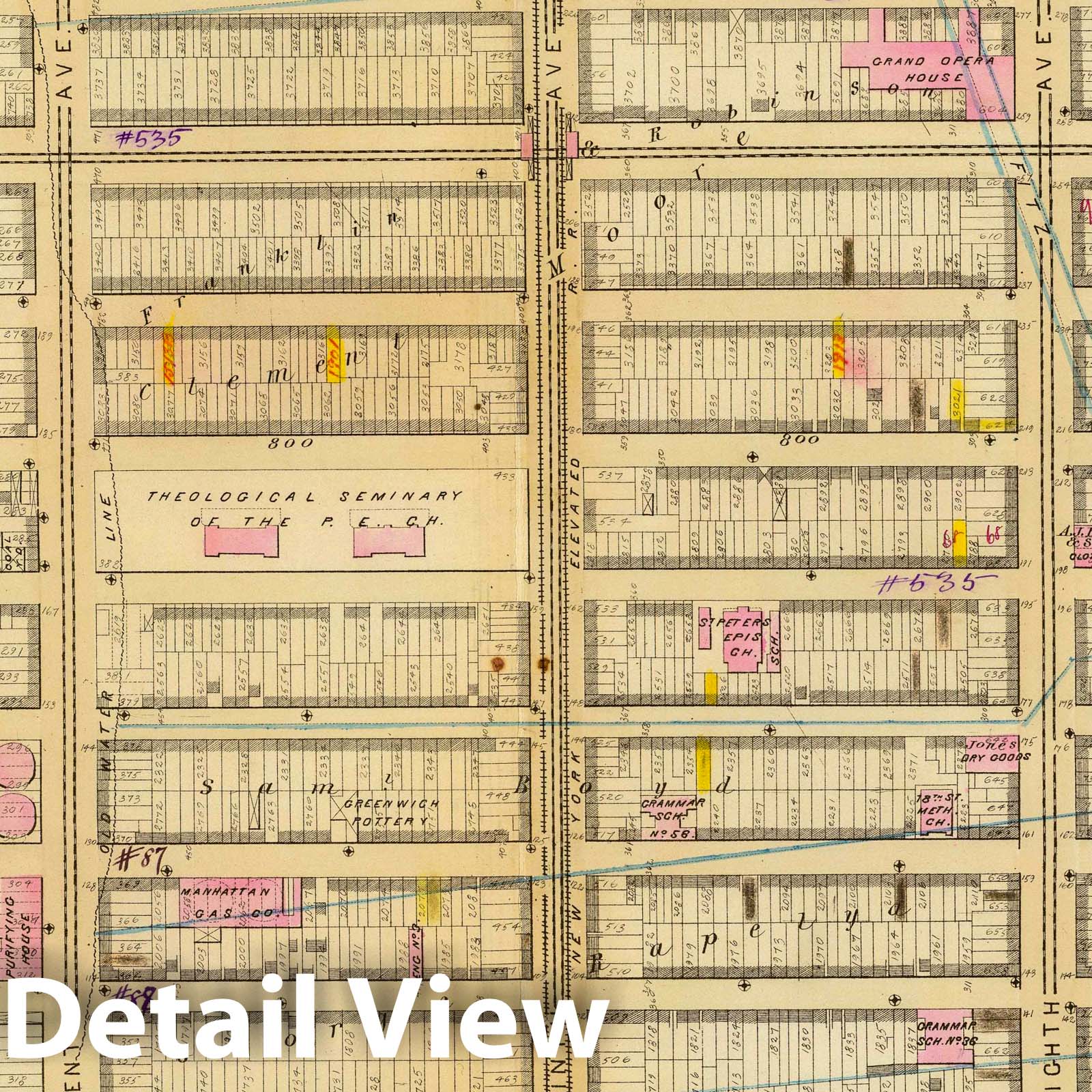 Ward 16, New York City - Railroad Map, 1879 - Bromley Atlas Print