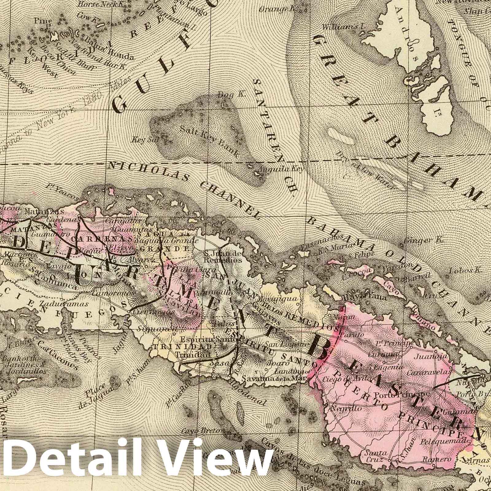 Cuba - Railroad Map, 1880 - Historical Map Print